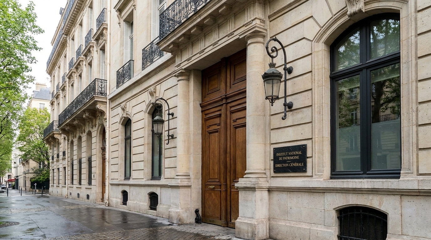 Une façade haussmannienne parisienne évoquant le siège historique de la Caisse d'Épargne au 19 rue du Louvre