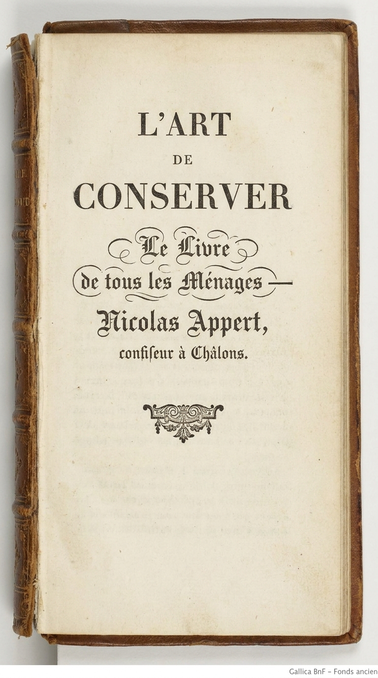 Page de titre de L'Art de conserver, Nicolas Appert, 1810