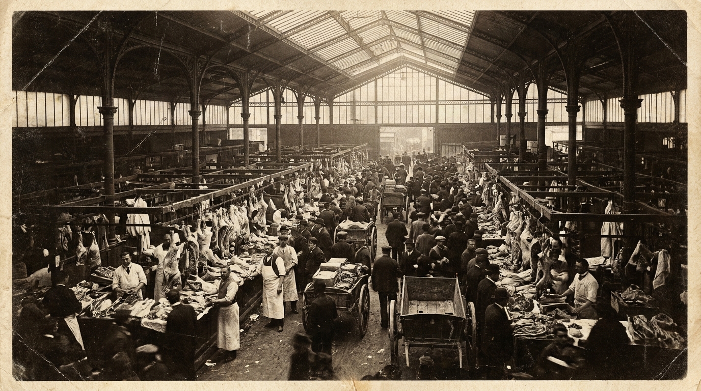 Les Halles de Paris vers 1900, avant la chaîne du froid industriel