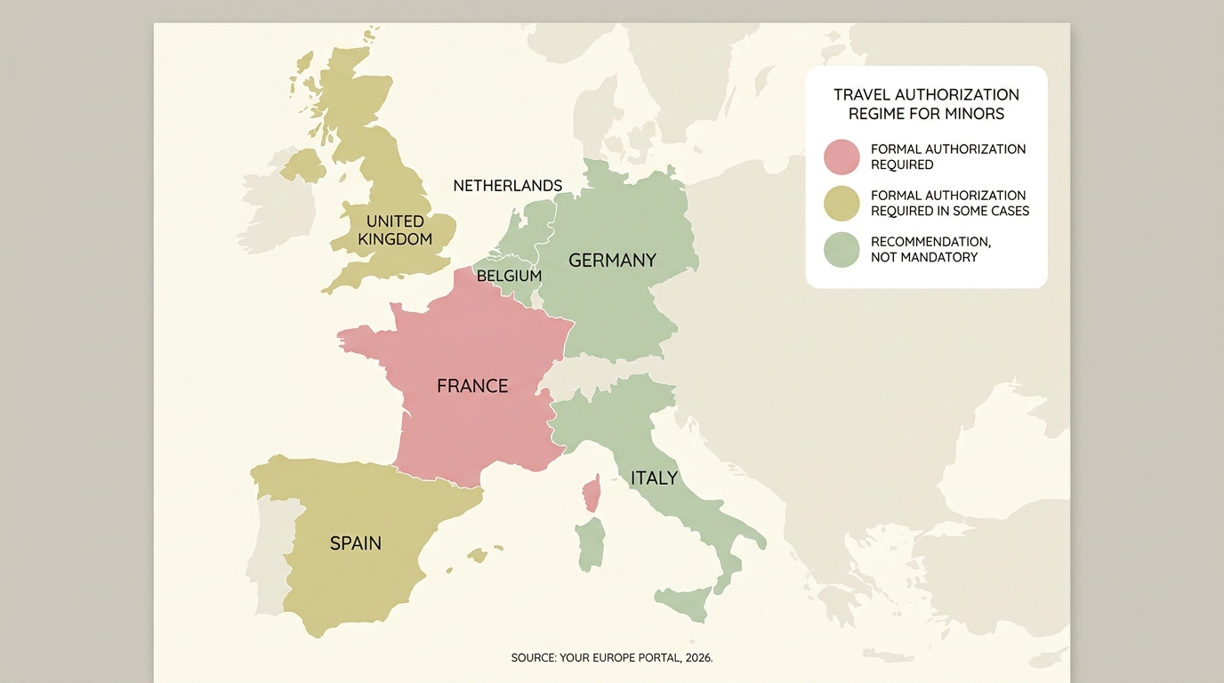 Comparaison européenne des régimes d'autorisation de sortie du territoire pour mineurs